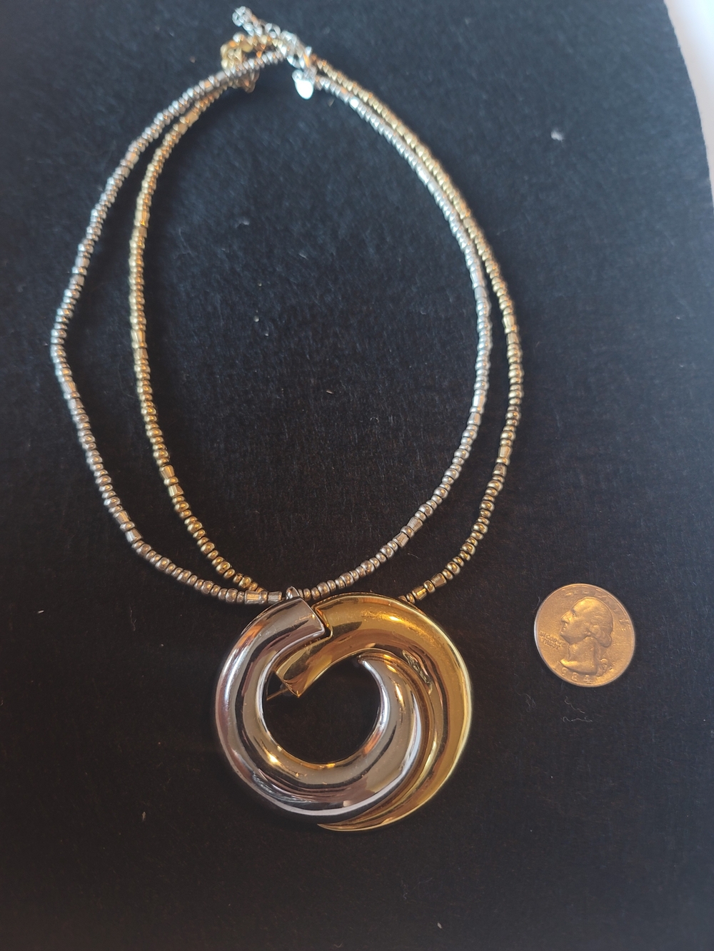 Premier Designs Gold & Silver Necklaces, Two-Tone Pin Pendant, Vintage